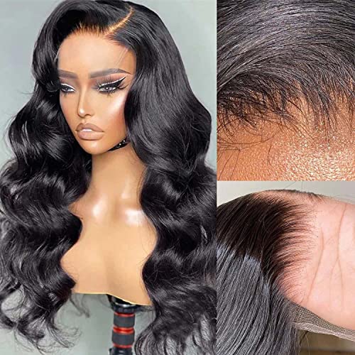 MY SHINY WIGS 16 Inch Human Hair Wig - 5x5 HD Lace Closure, Bleached Knots, Pre Plucked, 150% Density Body Wave Swiss Lace Wig for Natural Look | Perfect for Daily Wear, Parties & Special Occasions
