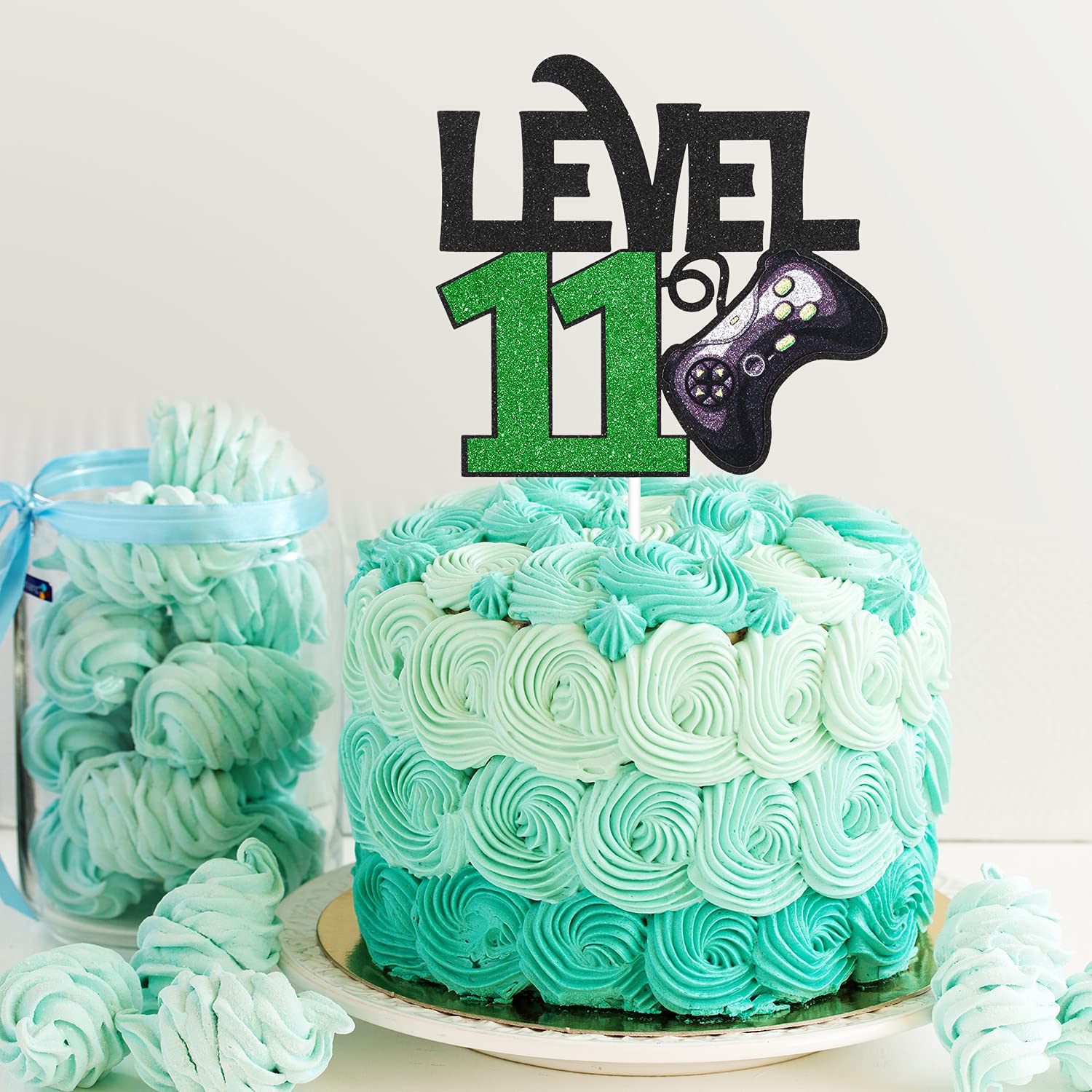 Level 11 Game Birthday Cake Topper - Video Game Themed 11th Birthday Party Supplies for Boys - Gaming Cake Decorations for Level Up Party & Winner Celebration - Perfect for Gaming Birthday Cakes, Streamer Parties & Esports Events