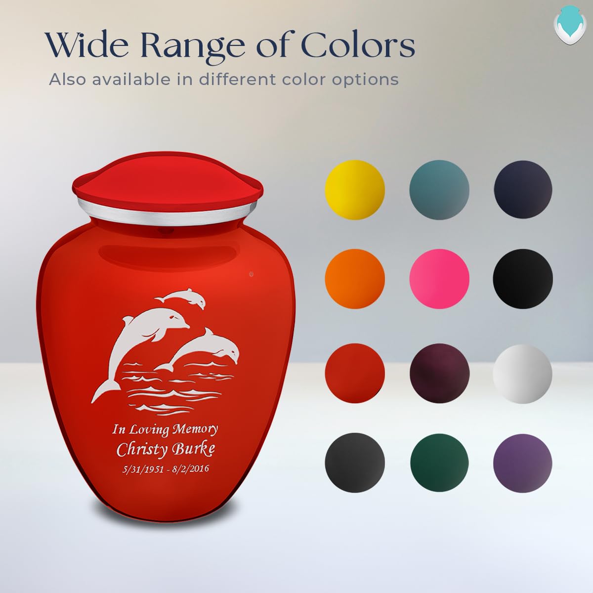 Personalized Dolphin Cremation Urns for Ashes - Large Bright Red Funeral Urn for Adults with Double-Side Engraving (Holds 200 lbs) - Memorial Keepsake for Loved Ones | Perfect for Home Display, Funeral Services & Memorial Ceremonies