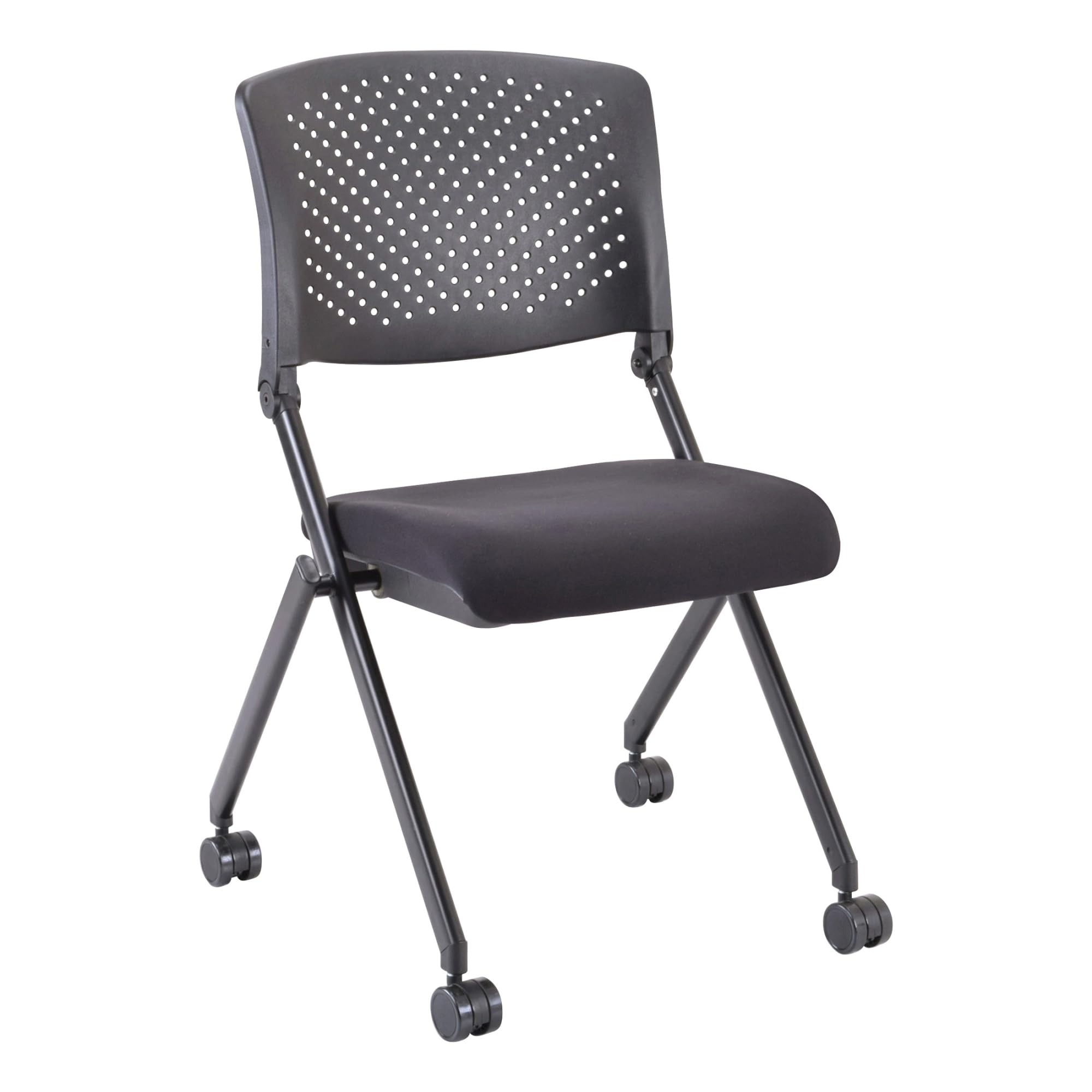 Lorell® Black Nesting Plastic-Back Stackable Chairs Set of 2 - Perfect for Office, Conference Rooms, and Home Dining Spaces