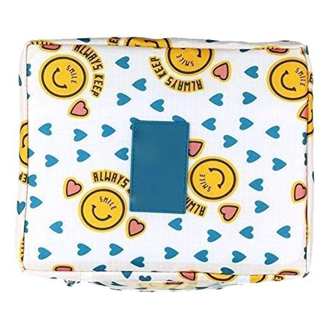 Futaba Hanging Travel Cosmetic Bag Organizer - Yellow Smile Face Design | Portable Toiletry Storage for Bathroom, Hotel & Vacation (Ideal for Makeup, Skincare & Travel Essentials)