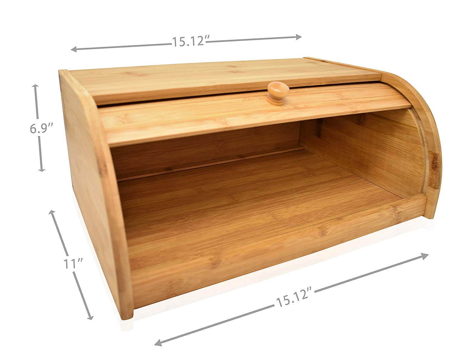 RoyalHouse Natural Bamboo Bread Box with Roll Top - Large Kitchen Countertop Food Storage Container for Bread, Pastries & Baked Goods | No Assembly Required | Perfect for Pantry Organization & Rustic Kitchen Decor