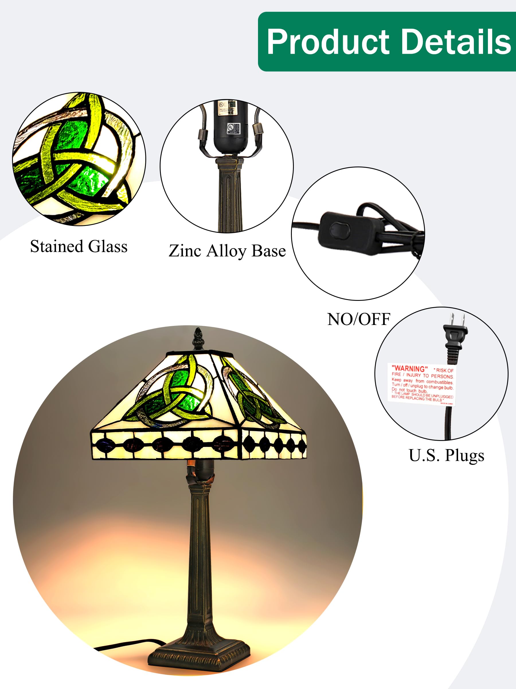 KY&BOSAM Tiffany Round Celtic Table Lamp - 18