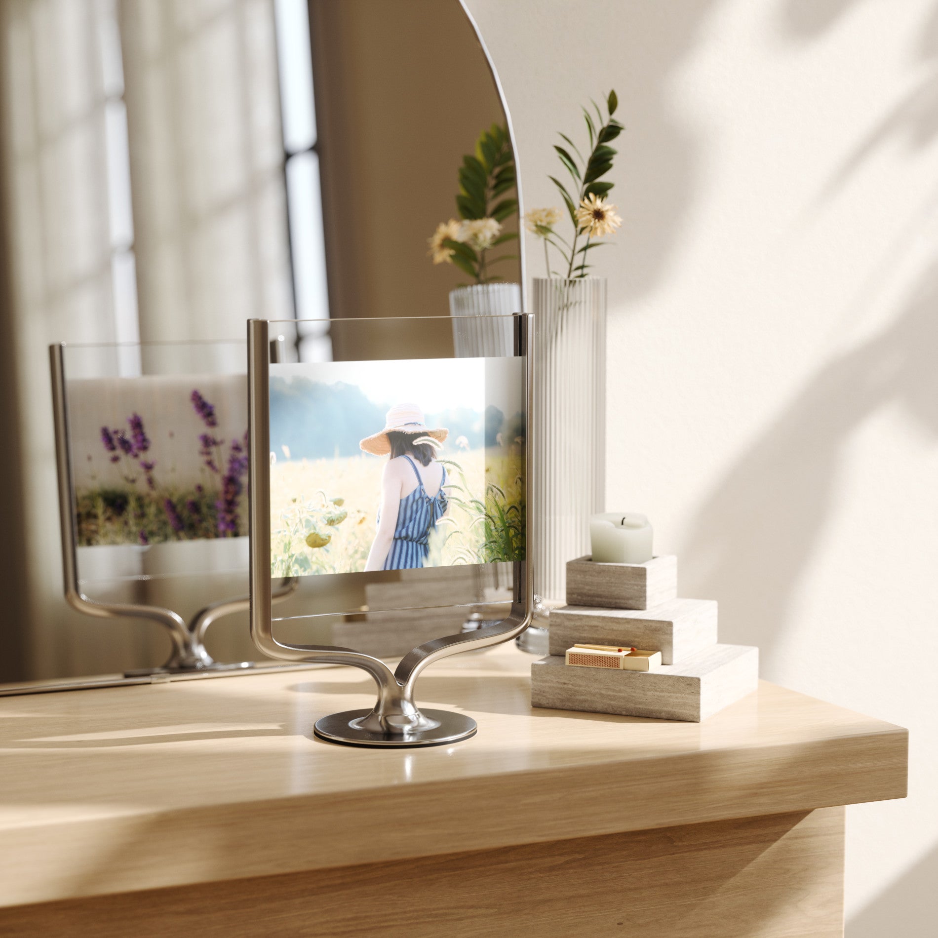 Wishbone Picture Frame - Elegant Wooden Photo Display for Home Decor, Perfect for Weddings, Anniversaries & Family Memories
