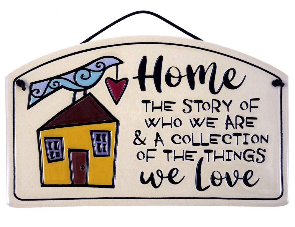 American Made 8.5-Inch Ceramic Arch Family Plaque - Home: The Story of Who We Are Quote - Perfect for Living Room, Entryway, or Gift Giving