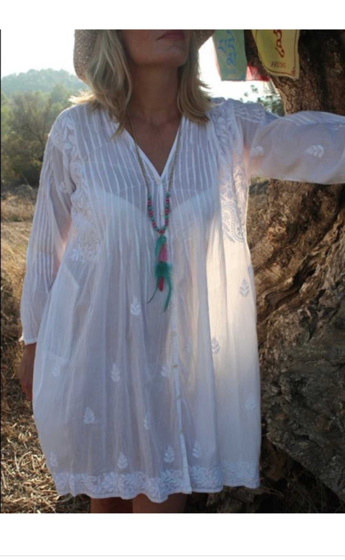 Brazilian Boho Blouse - Organic Cotton White Hand Embroidered Top for Women | Perfect for Festivals, Beach Vacations & Boho Chic Outfits