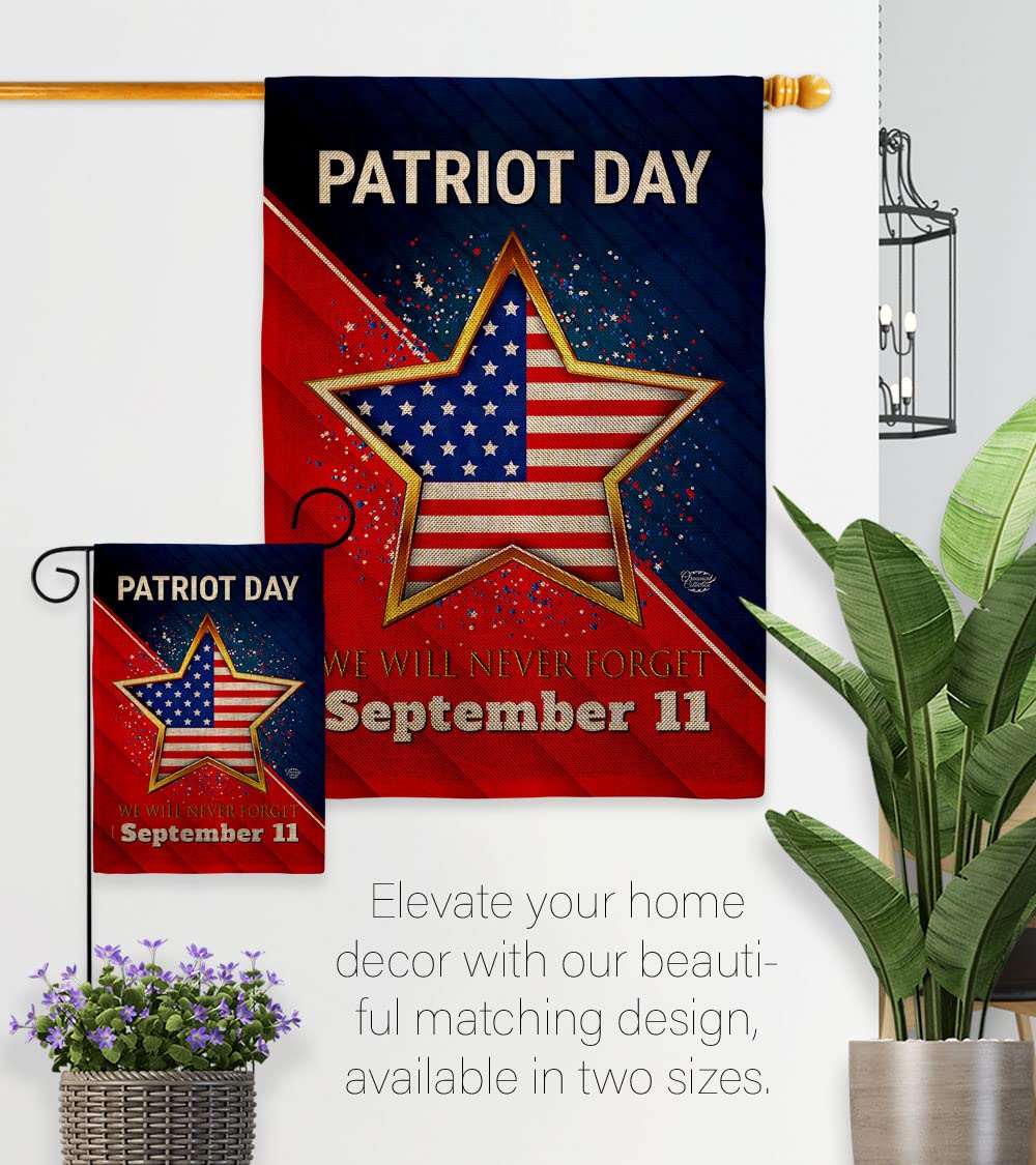 9/11 Memorial Burlap Garden Flag - Patriotic Double-Sided 13x18.5in for Yard & Home