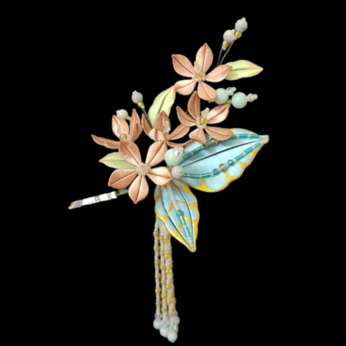 Half Butterfly Custom Silk Hairpin - Handmade Floral Hair Accessory for Women | Perfect for Weddings, Parties & Special Occasions