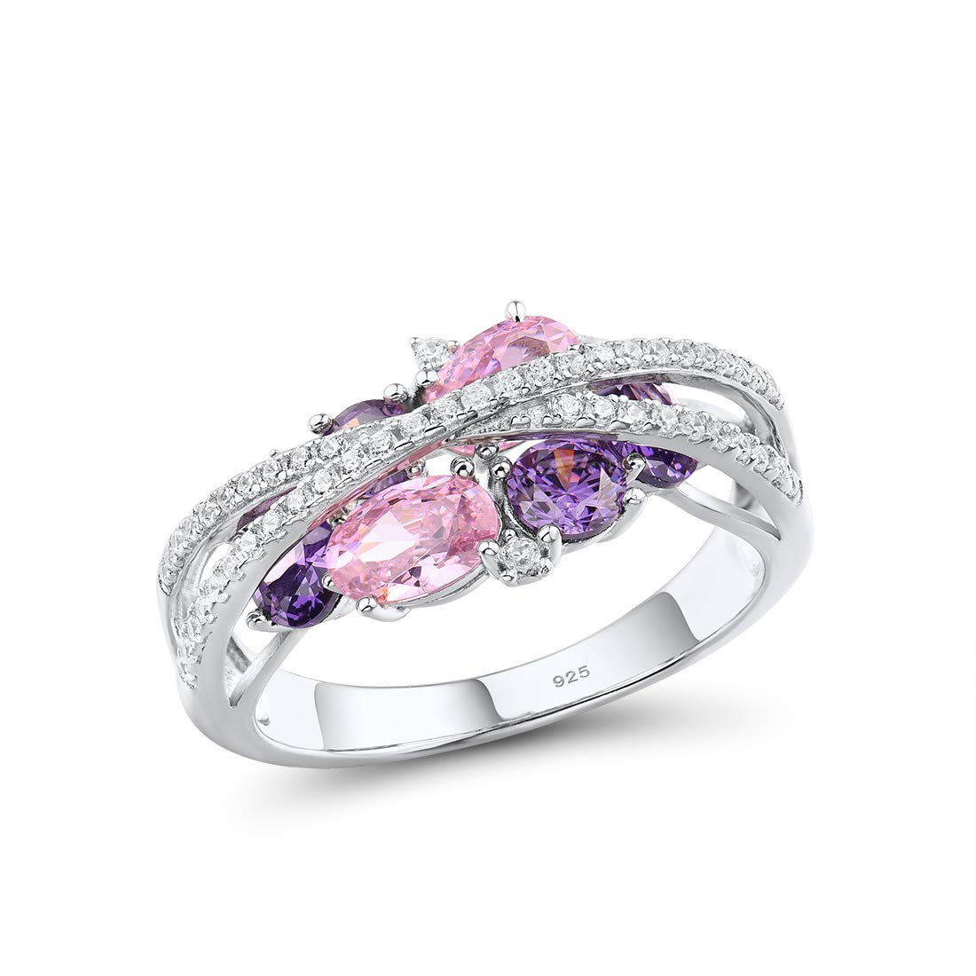925 Sterling Silver Twist Ring with White Cubic Zirconia - Elegant Stackable Jewelry for Women, Perfect for Weddings, Parties & Everyday Wear