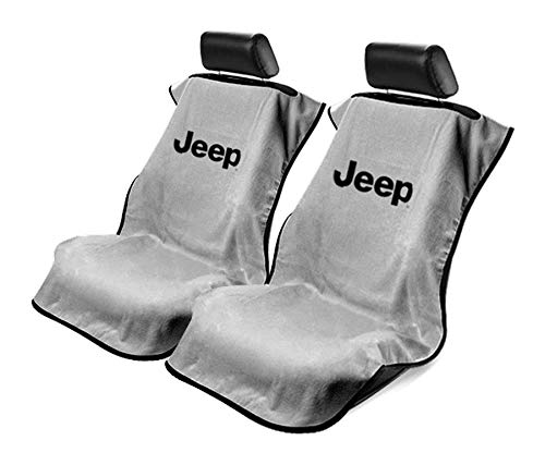 Premium 2-Piece Grey Terry Cloth Car Seat Covers for Jeep - Durable Seat Armour Protection | Perfect for Off-Roading, Daily Commutes & Interior Upgrade