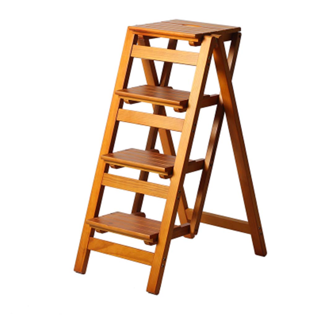 Wooden Step Stool Ladder - Dual Use Multifunctional Folding Shelf for Storage & Flower Stand, Portable & Space-Saving, Max Load 150kg - Perfect for Home Organization, Gardening, and Kitchen Use