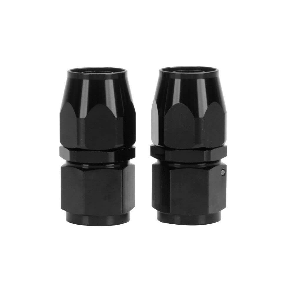 LokoCar 12AN 0° Straight Swivel Fitting for CPE Braided Hose - 2Pcs Black - Perfect for Hydraulic & Fuel Systems