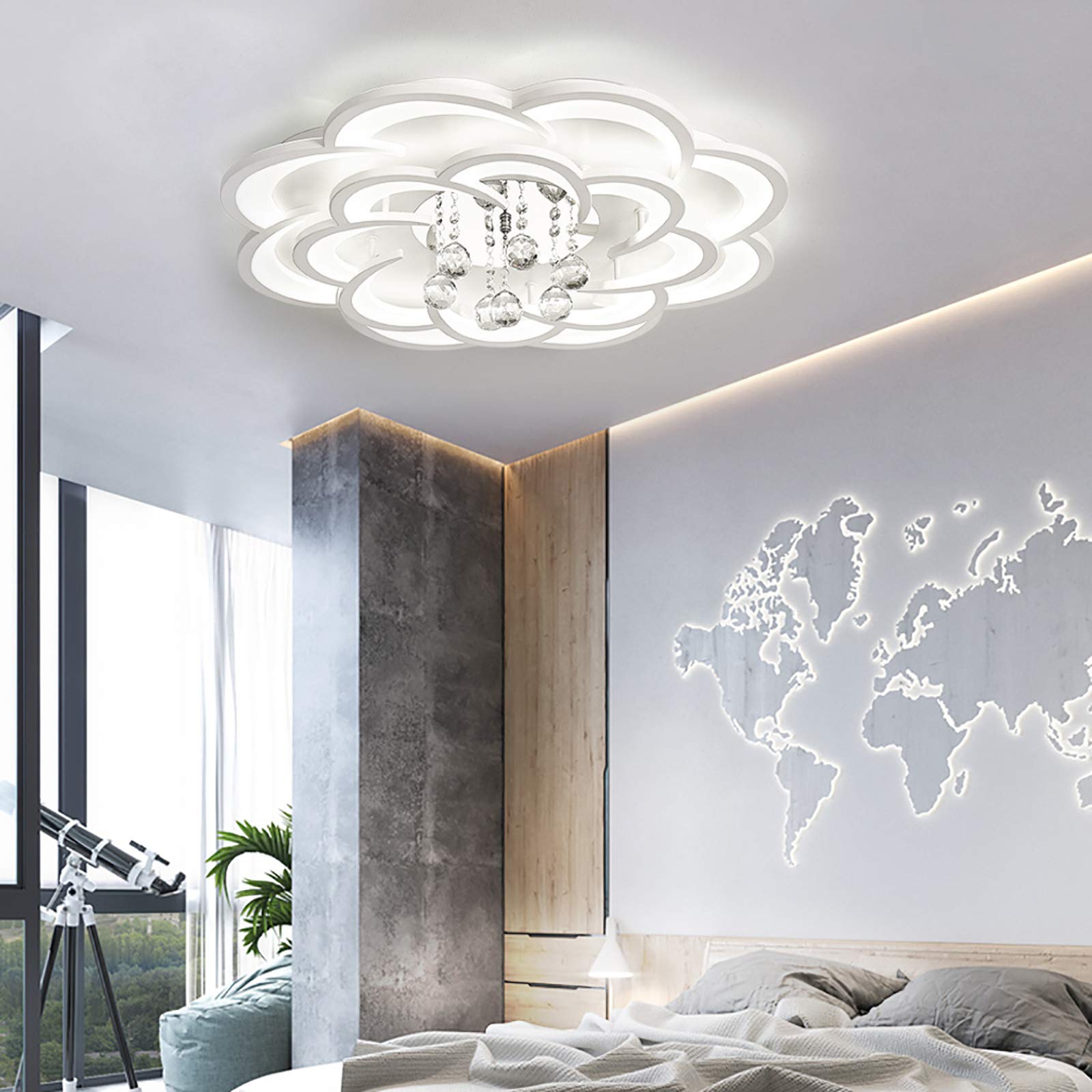 Modern White Acrylic Crystal LED Chandelier - 26.8