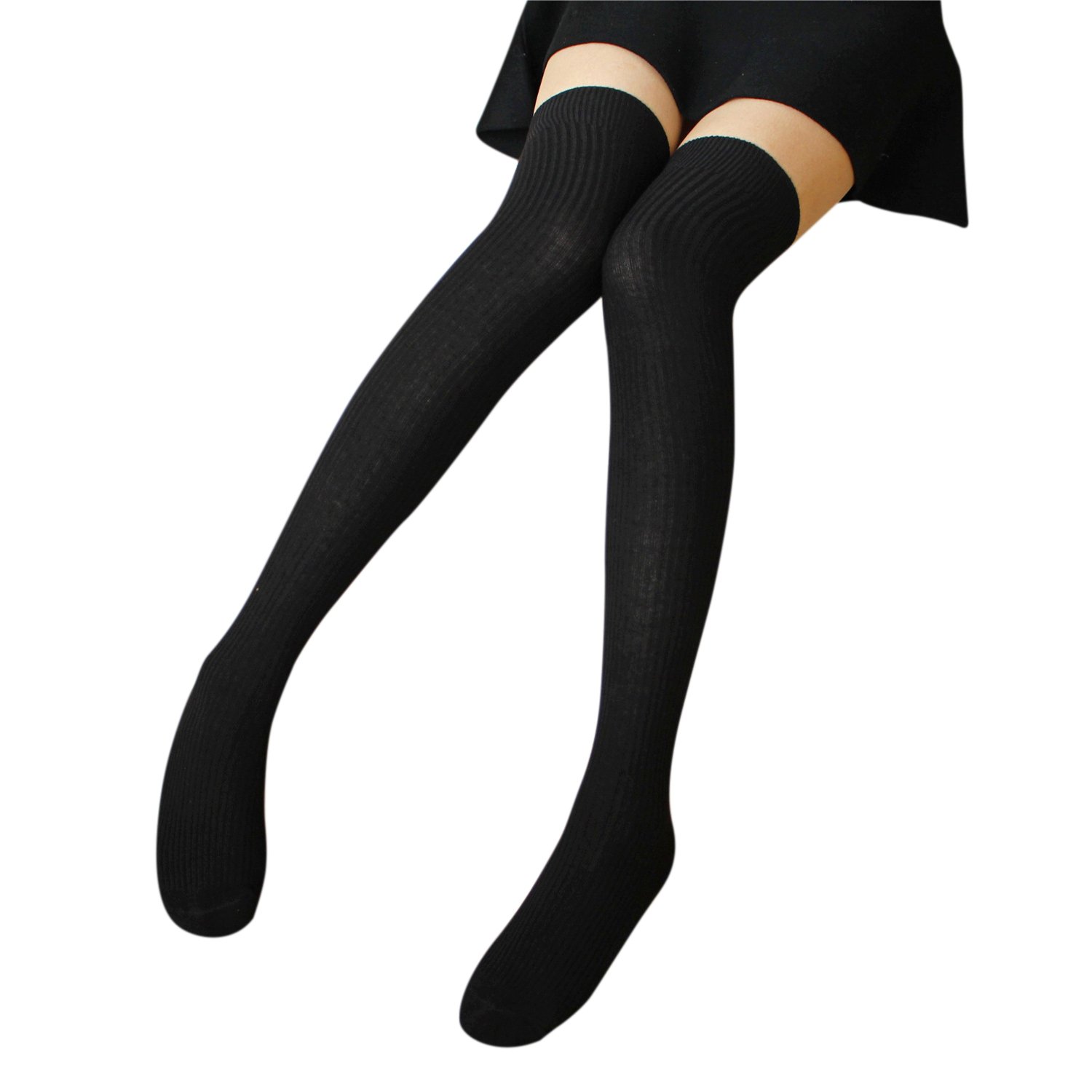 Women's Sexy Knee High Socks - Ultra Soft Combed Cotton Thin Compression Stockings for Slim Calf | Perfect for Office, Cosplay & Everyday Wear