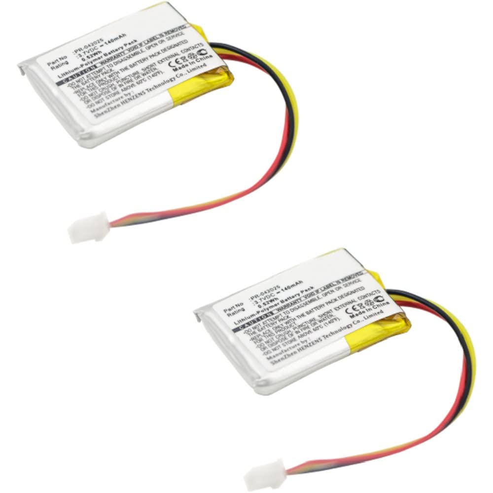Synergy Digital Barcode Scanner Replacement Batteries - 2 Pack Li-Polymer 3.7V 140mAh PR-042025 Compatible Power Supply for Handheld Scanners | Perfect for Retail, Warehouse & Inventory Management Use