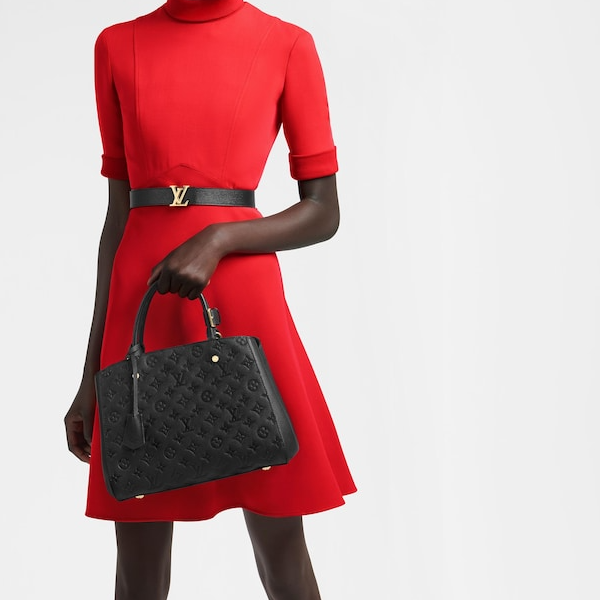 Authentic LV Montaigne MM Monogram Empreinte Leather Handbag in Noir Black | Luxury Designer Tote for Women | Perfect for Work, Travel & Everyday Elegance
