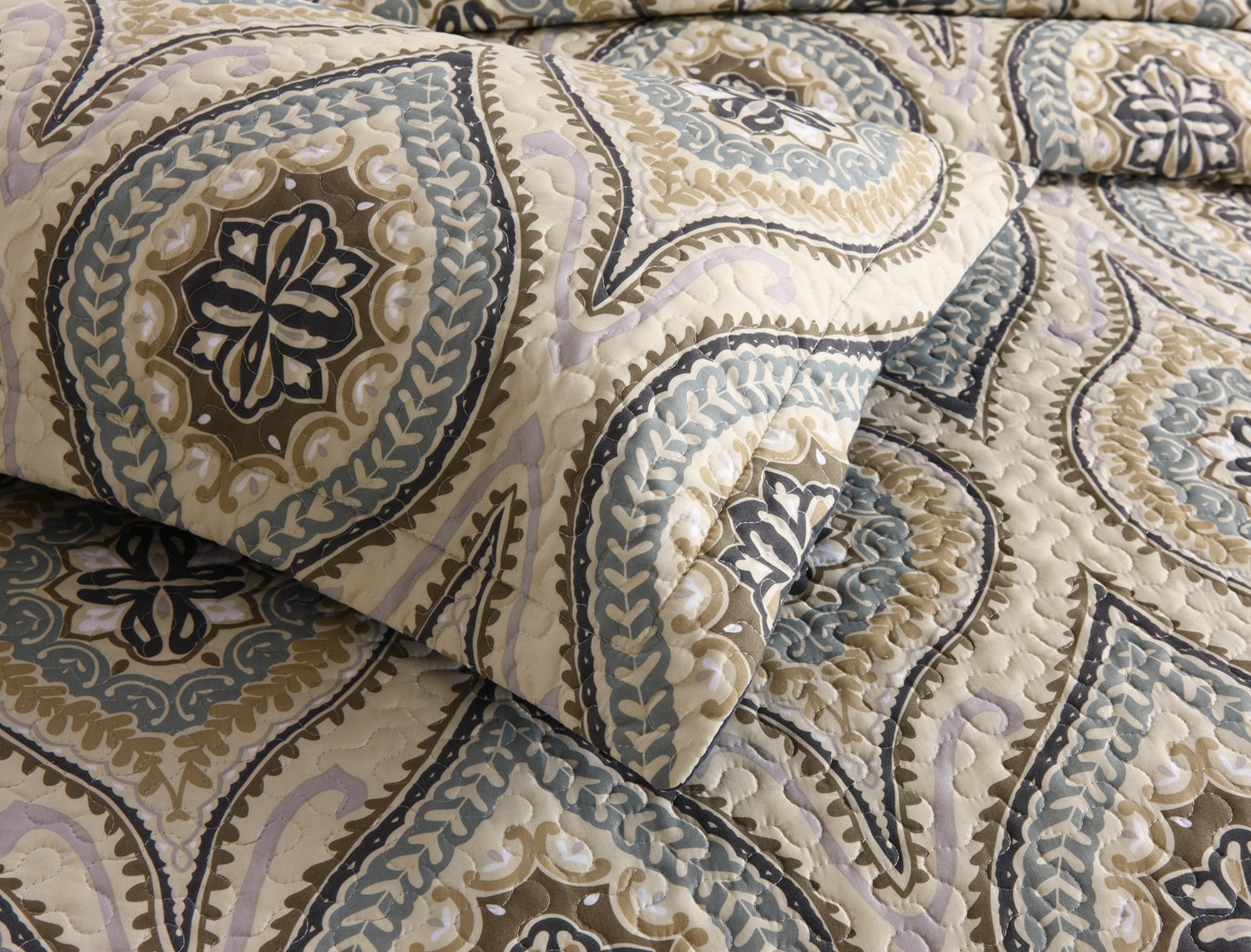 MarCielo 3-Piece Queen Size Quilted Bedspread Set - Lightweight Oversized Printed Quilt Coverlet & Throw Blanket in Dark Grey (Joni Design) | Perfect for Bedroom Decor, Guest Room, and Cozy Home Styling