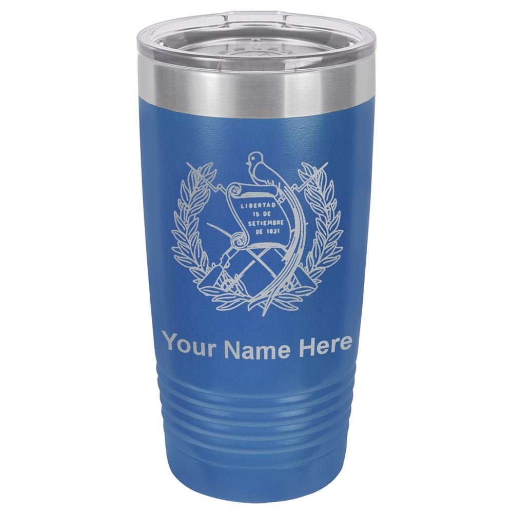 LaserGram 20oz Vacuum Insulated Stainless Steel Tumbler with Guatemala Flag Design - Custom Engraved Dark Blue Travel Mug for Coffee, Tea & Cold Drinks - Perfect for Office, Gym & Outdoor Adventures
