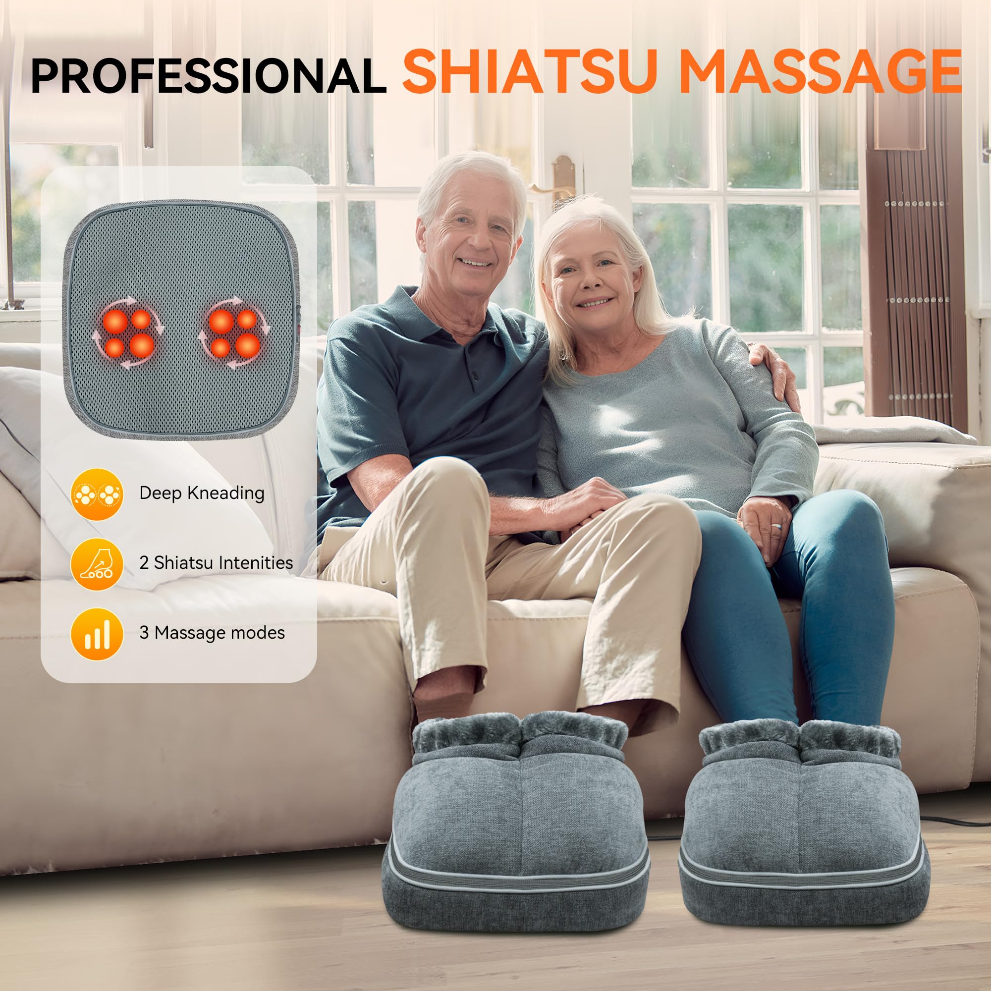 Snailax Shiatsu Foot Massager with Heat and Remote Control - Electric Foot Massager Machine for Feet and Back Pain Relief - Perfect Under Desk Foot Warmer for Men & Women - Ideal Gift for Home, Office, and Relaxation Therapy