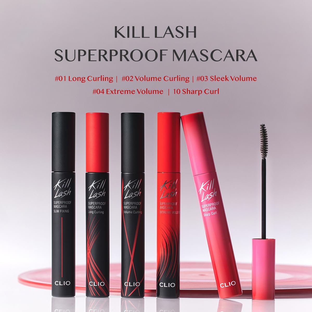 CLIO KILL LASH SUPERPROOF MASCARA 010 SHARP CURL Black - Long Lasting Volumizing & Curling Mascara for Dramatic Lashes | Perfect for Daily Wear, Special Occasions & Night Out Makeup