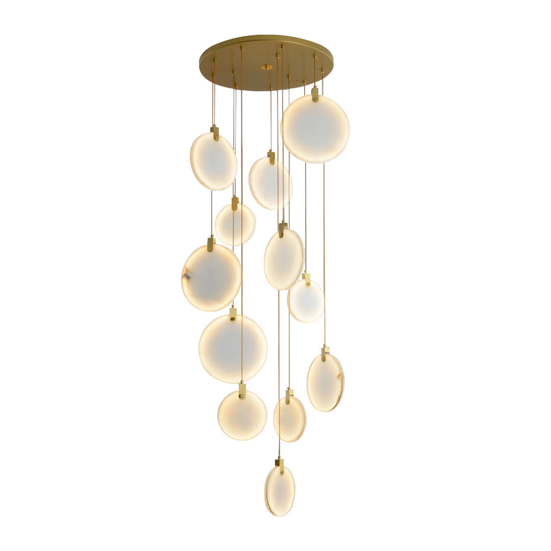 Elegant Harvest Alabaster Pendant Lamp - Natural Stone Lighting Fixture for Dining Room, Bedroom & Living Room Decor