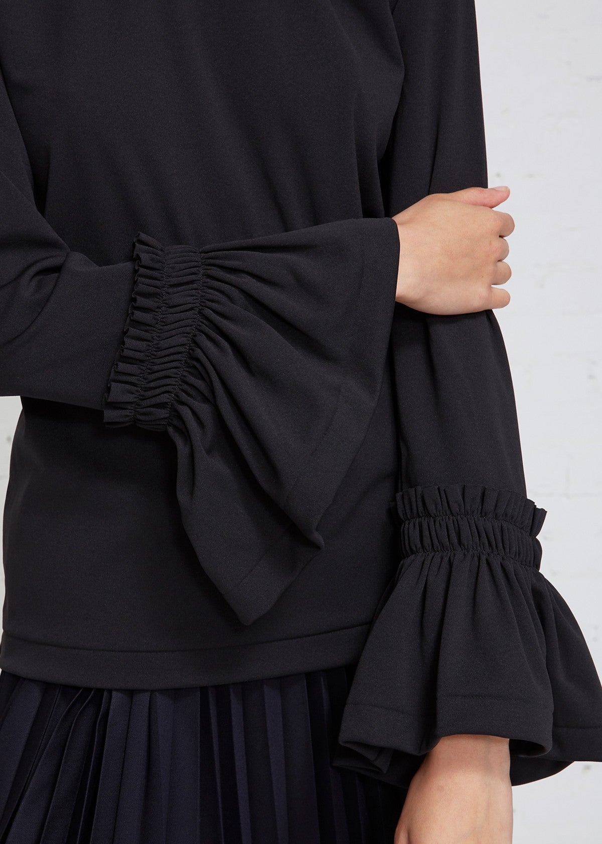 Comme des Garcons Black Ruffle Cuff Shirt for Women - Elegant Long Sleeve Blouse for Office, Party & Special Occasions