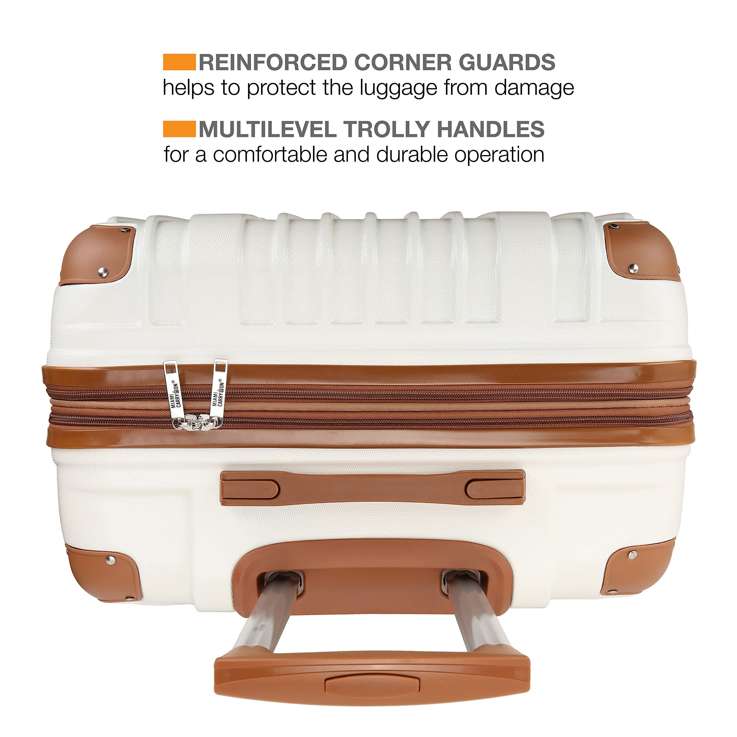 3-Piece White Expandable Plastic Retro Spinner Luggage Set - Lightweight & Durable Suitcase for Travel, Business Trips, and Vacations