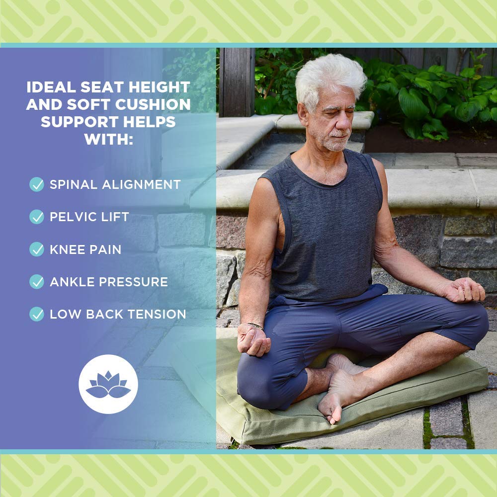 Premium Zafu & Zabuton Meditation Cushion Set - Organic Cotton Floor Sitting Pillow for Yoga, Zen Meditation & Prayer - Made in USA (Round, Tangerine) - Perfect for Home Yoga Practice, Buddhist Temples & Mindfulness Retreats