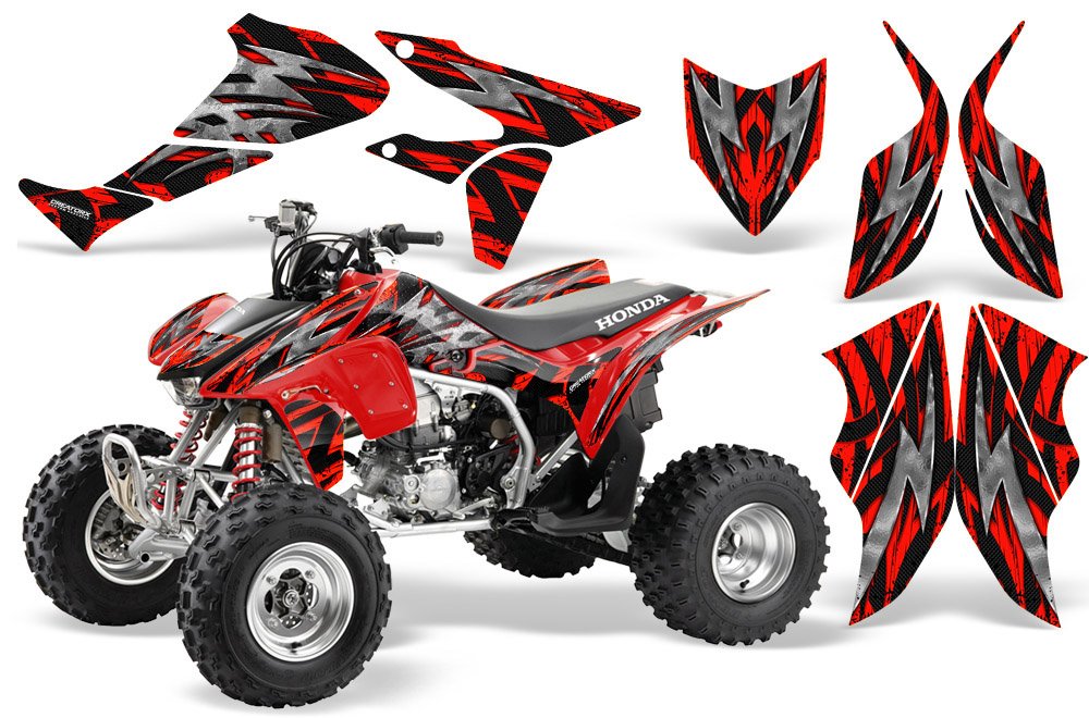 TRX450R TRX 450 R 2004-2016 Full Graphics Kit Decals Stickers - Bolt Thrower Red Design for ATV Racing & Off-Road Adventures