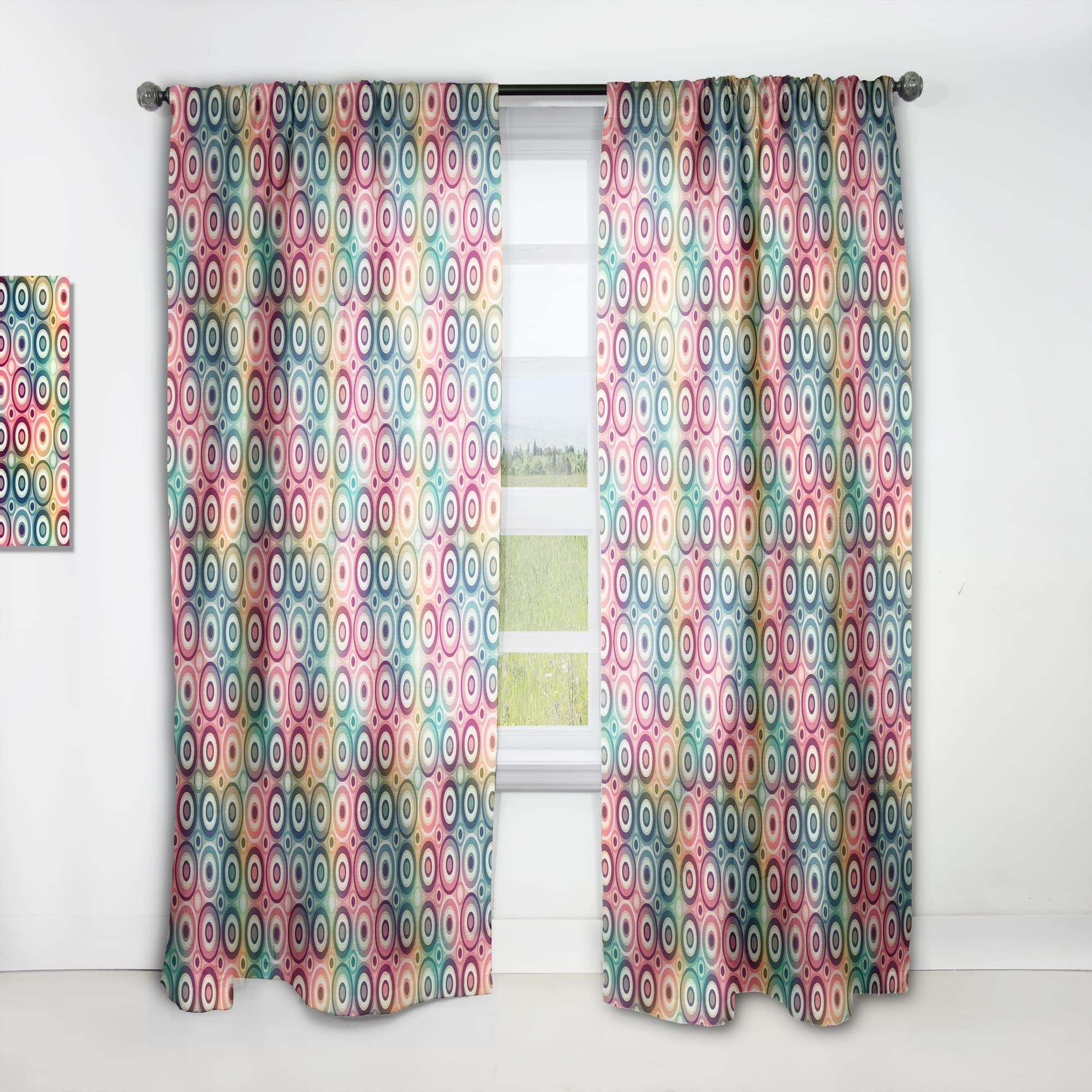 DesignQ Psychedelic Color Circle Pattern Thermal Insulated Curtains - Single Panel 52x63 Inches - Blackout Drapes for Bedroom & Living Room - Perfect for Home Decor, Privacy & Light Control