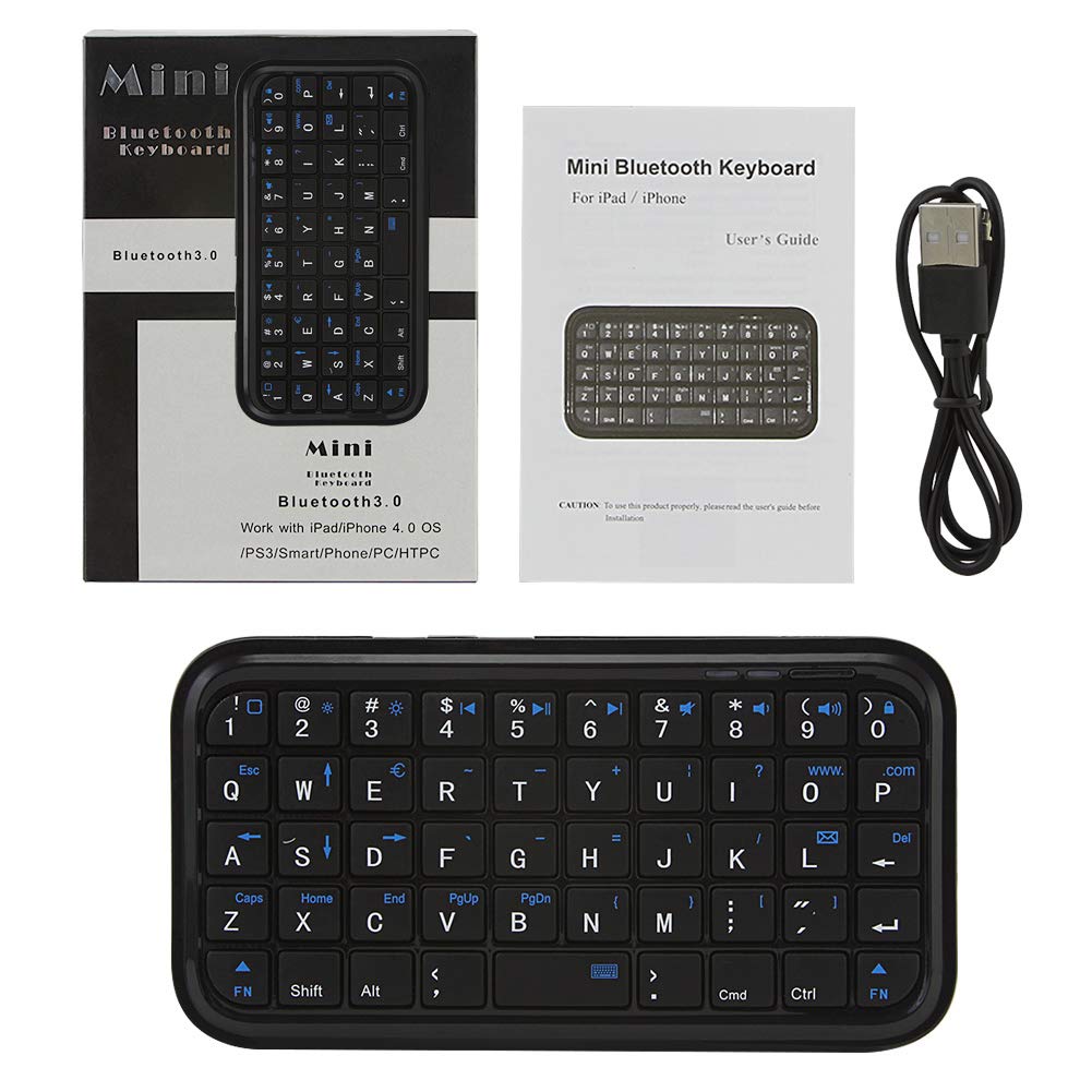 Bluetooth 3.0 Wireless Keyboard - Rechargeable Slim Portable Mini Keyboard with 49 Keys for PC, Laptop, Tablet & Smartphone | Perfect for Travel, Office & Home Use