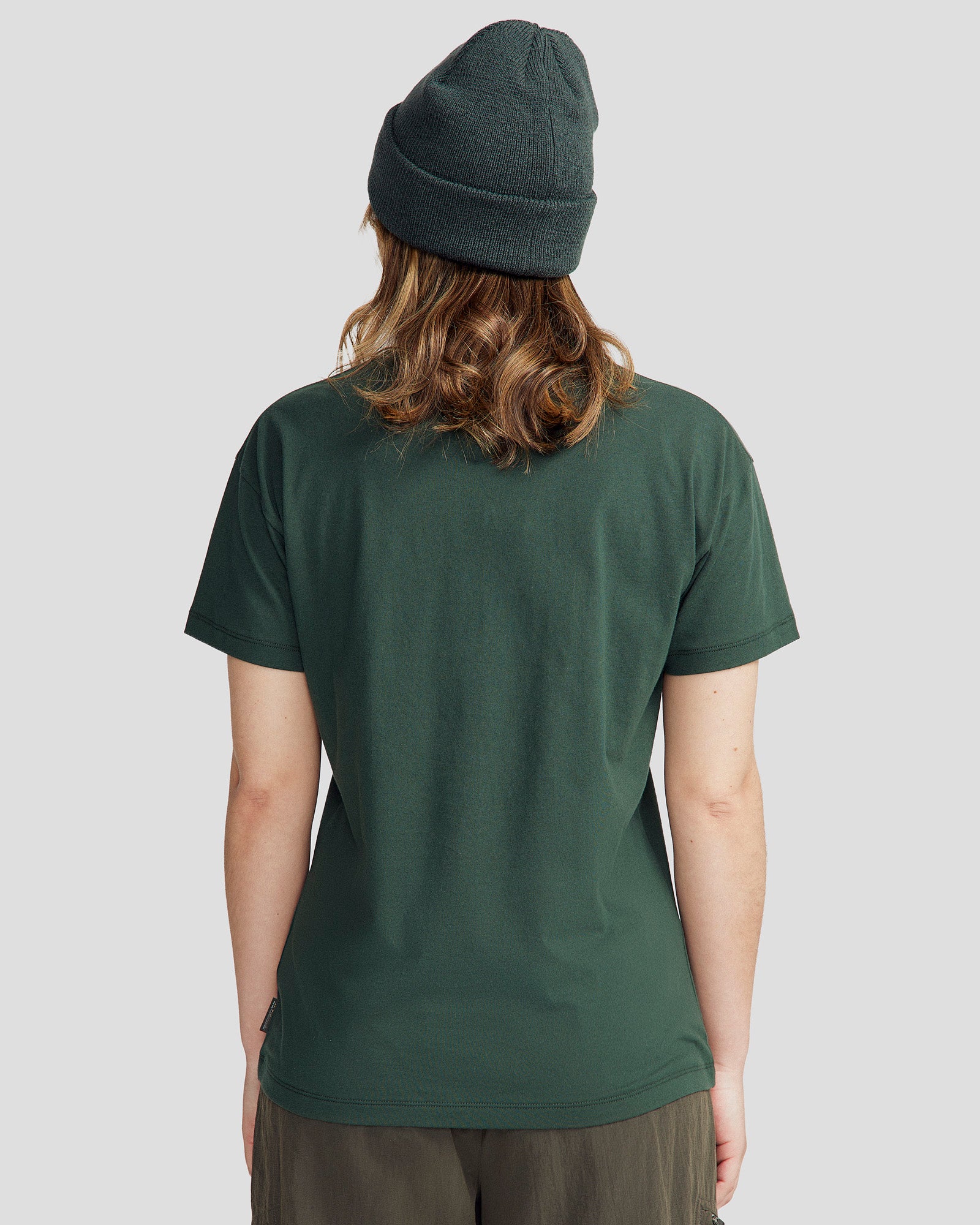 Women's Mountain Sunset Organic Cotton T-Shirt - Deep Forest Green - Eco-Friendly Casual Tee for Hiking, Travel & Outdoor Adventures
