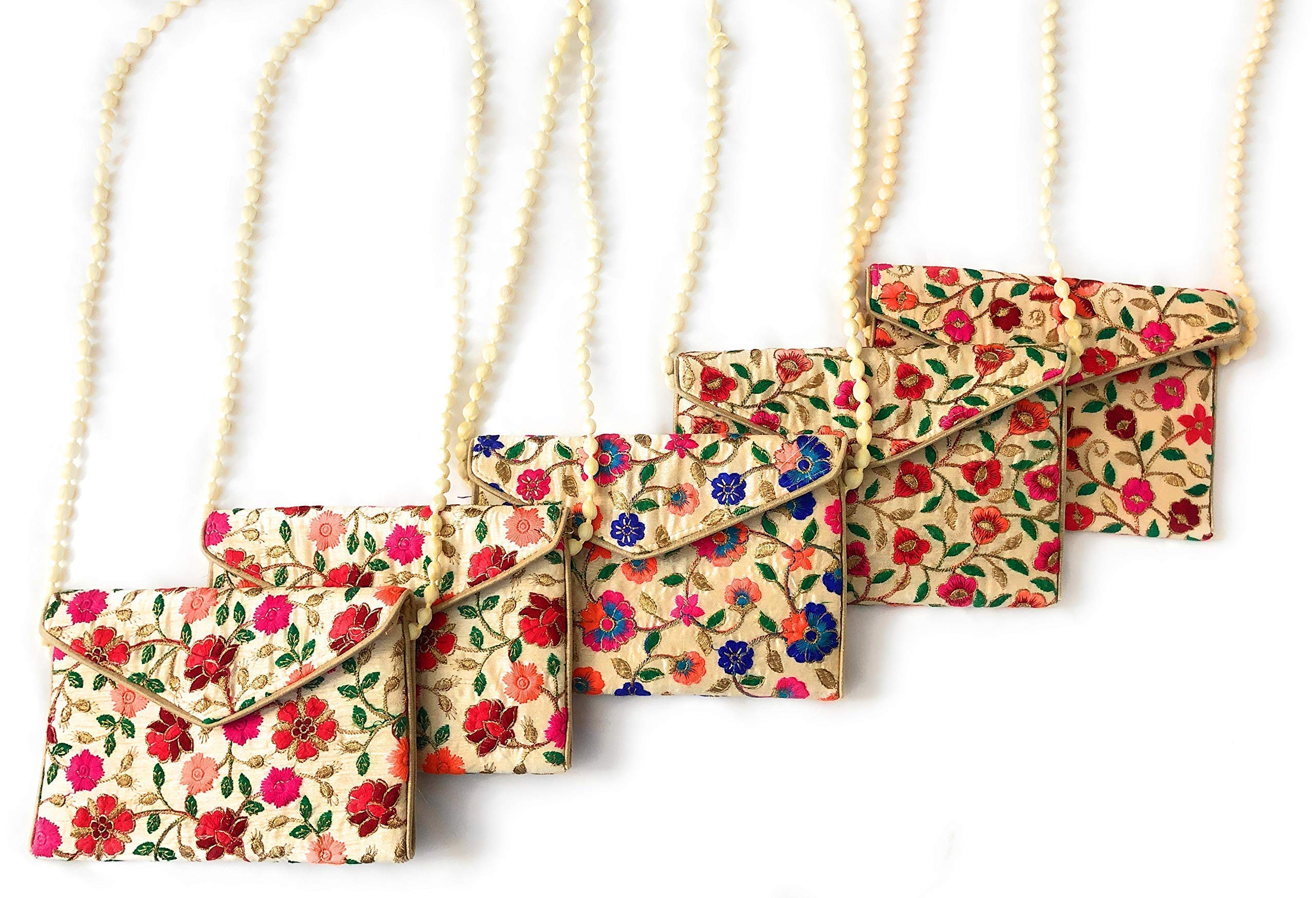 5-Pack Sling Bags for Women - Haldi Kumkum Return Gifts for Pooja & Housewarming Ceremonies - Assorted Colors - Perfect for Festivals, Weddings & Daily Use