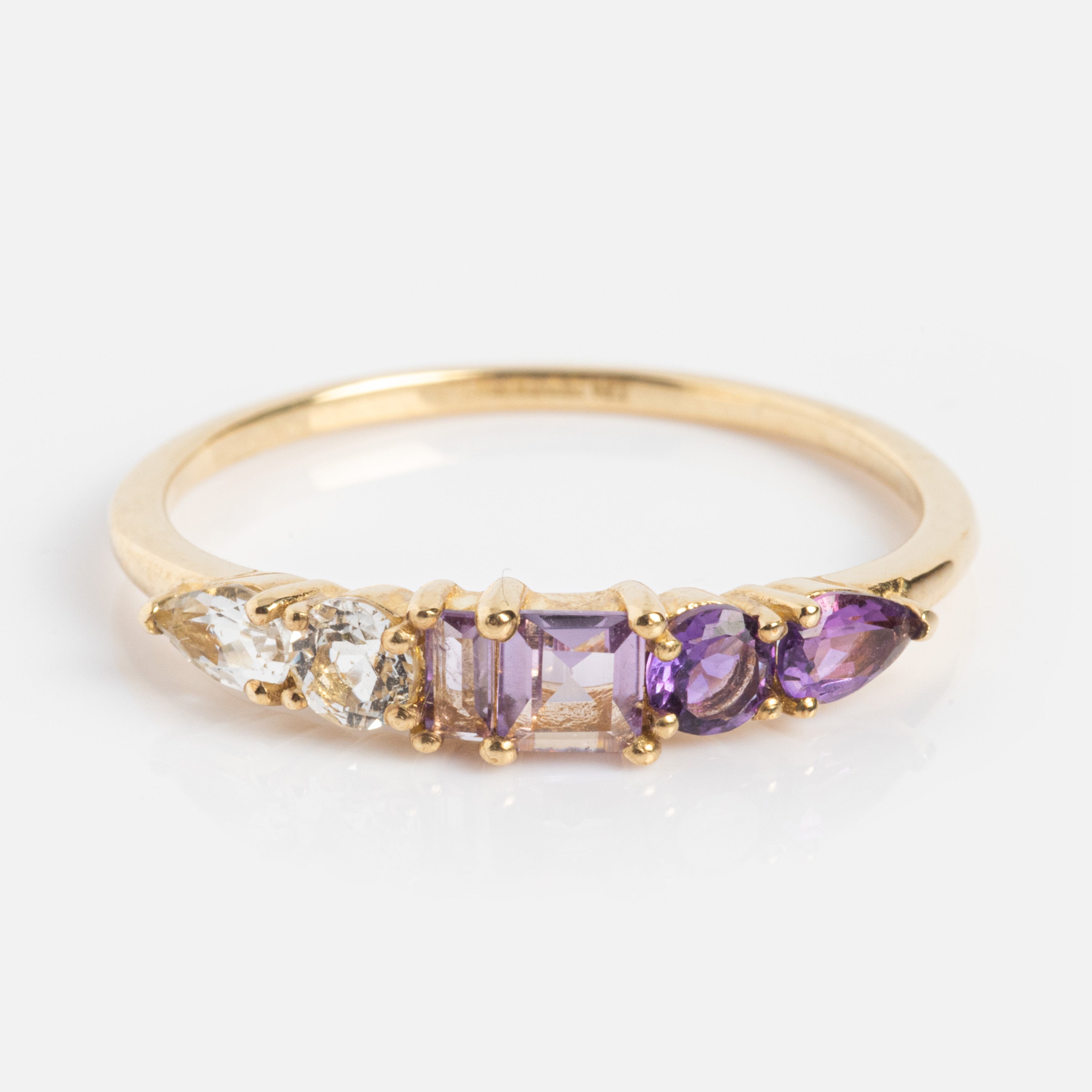 Solid Gold Modern Ombre Birthstone Ring - Personalized Birth Month Jewelry for Women | Perfect Gift for Birthday, Anniversary & Special Occasions