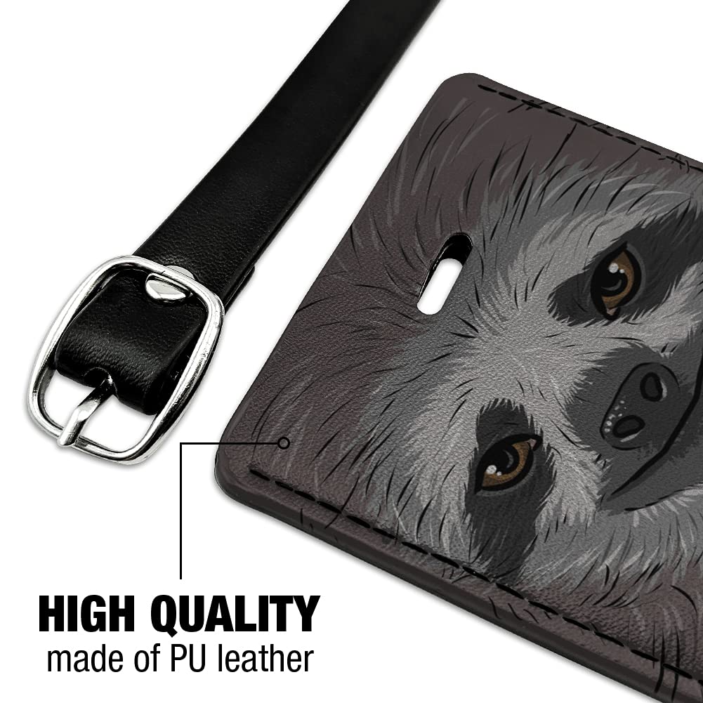 Stylish Sloth Face Leather Luggage Tag - Durable Rectangle ID Tag for Suitcases & Carry-On Bags - Perfect for Travel Identification & Personalization