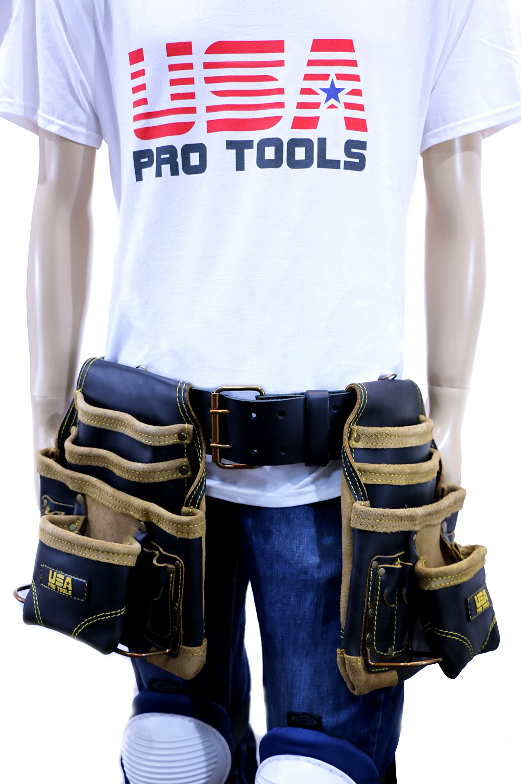 Durable Leather Tool Belt for Carpenters, Electricians & Construction Workers - Adjustable Tool Pouches with Heavy Duty Nylon Straps | Perfect for Framing, Wiring & DIY Home Improvement Projects
