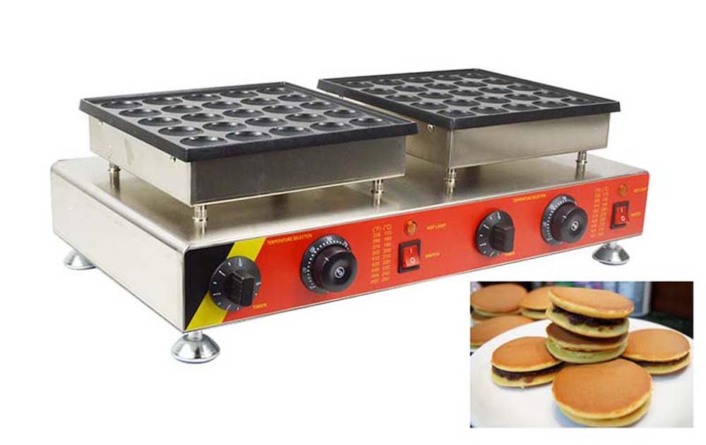Commercial Electric Mini Dutch Pancake Maker Iron Baker - 110V, 50 Holes, Non-Stick Surface - Perfect for Breakfast, Cafes, and Catering Events