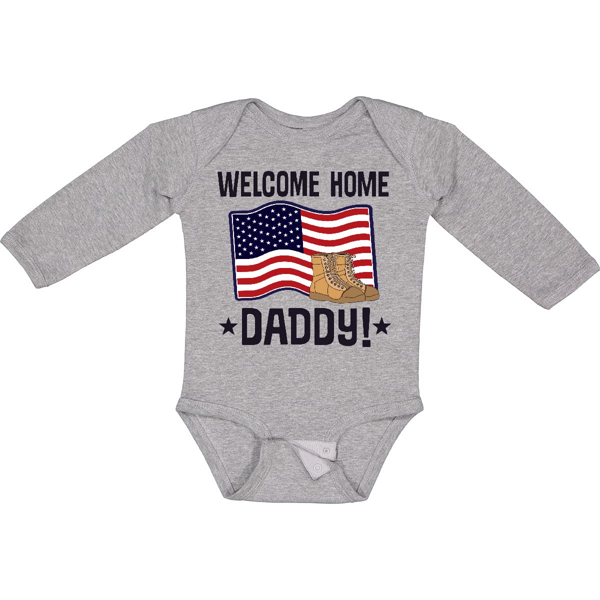 Inktastic Military Daddy Welcome Home Long Sleeve Baby Bodysuit - Perfect for Homecoming, Military Reunions & Family Photos