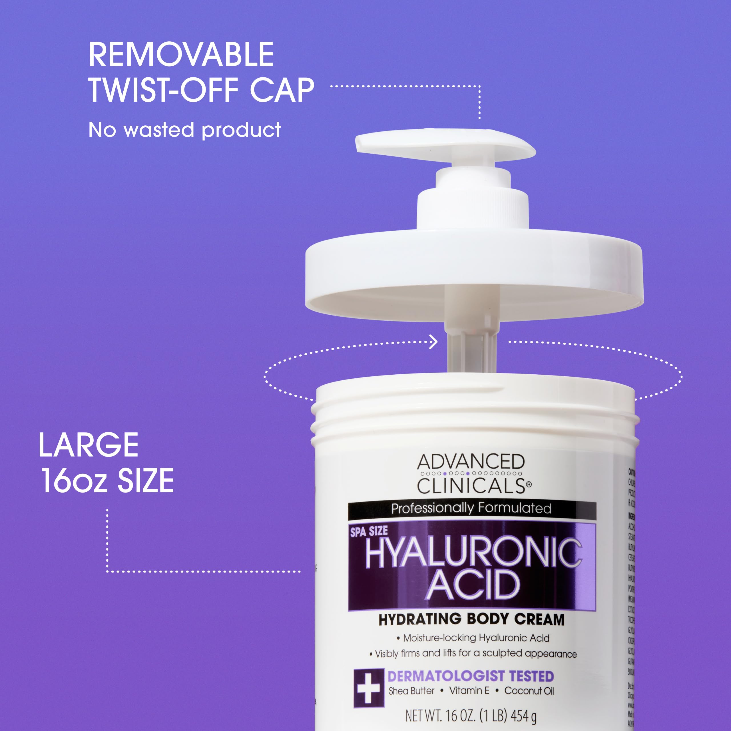 Advanced Clinicals Hyaluronic Acid Body Lotion & Face Moisturizer with Vitamin E - Hydrating Firming Lotion for Wrinkles, Stretch Marks & Dry Skin | 16 Oz Skin Care | Perfect for Daily Hydration & Anti-Aging Routine