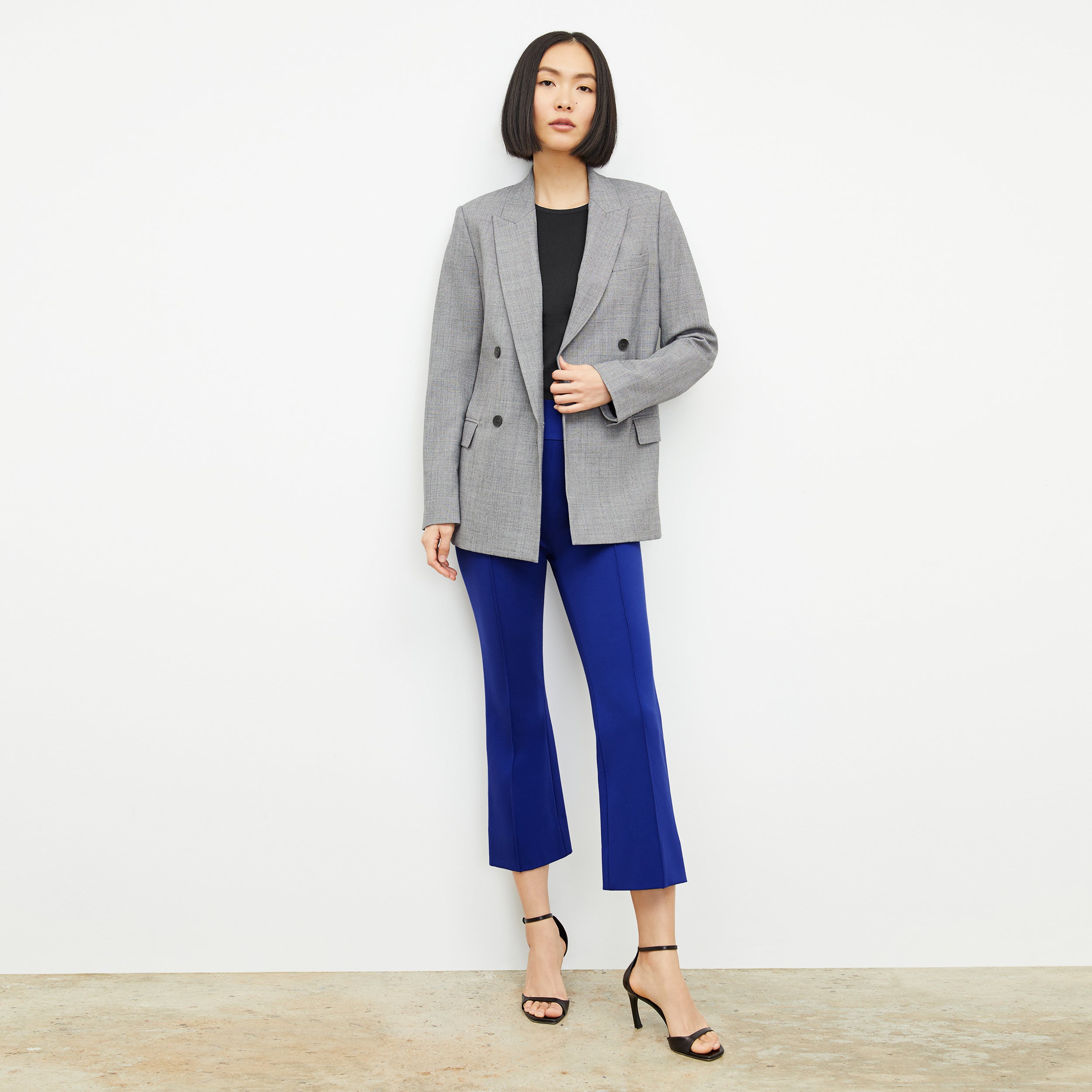 Allyn Kick Flare Pant - Butter Ponte Fabric in Electric Blue | Women's Stretchy Bootcut Pants for Work & Casual Wear