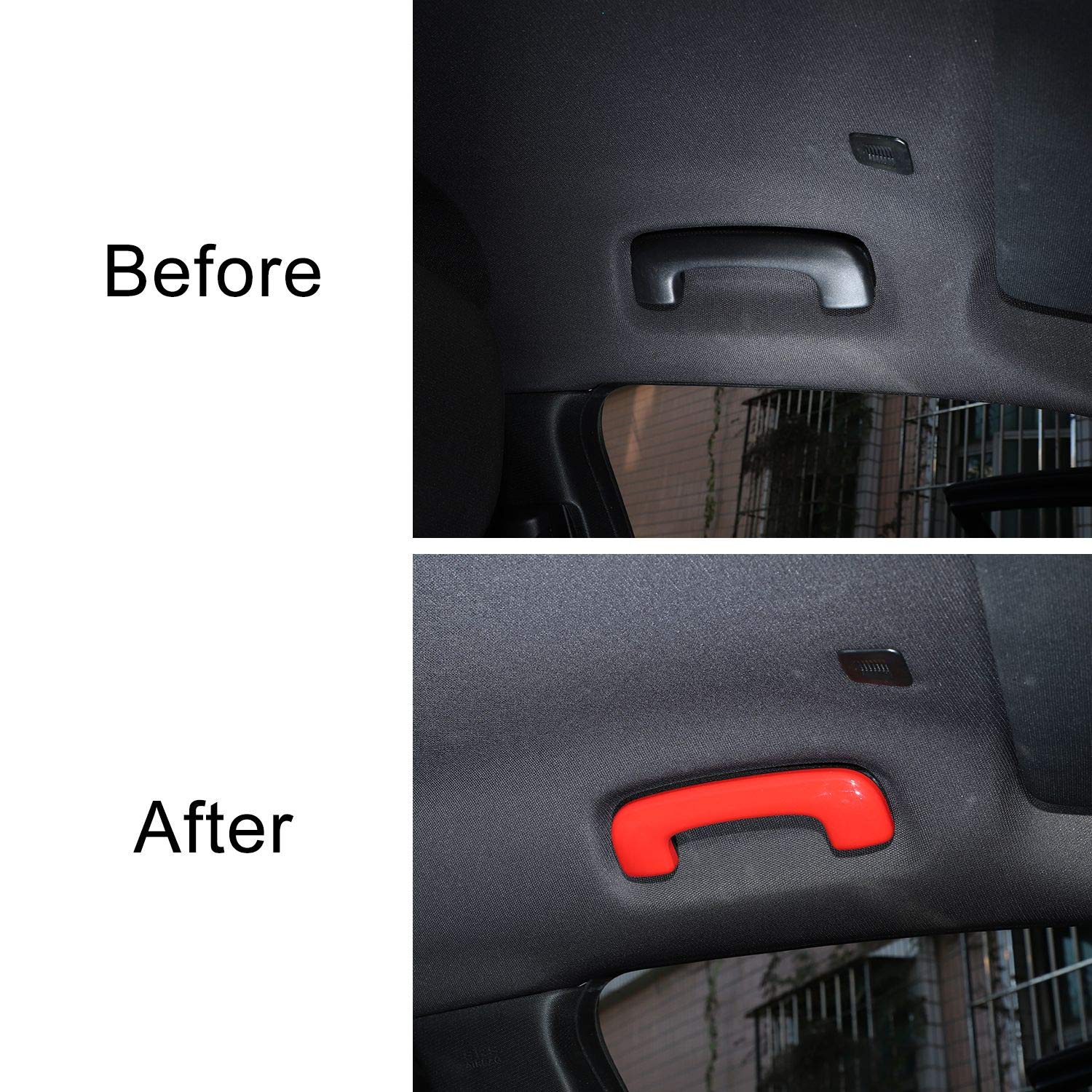 2015-2024 Dodge Charger Interior Accessories - ABS Red Roof Grab Handle Cover Trim (4pcs) | Durable ABS Material | Easy Installation | Perfect for Car Interior Upgrade & Protection