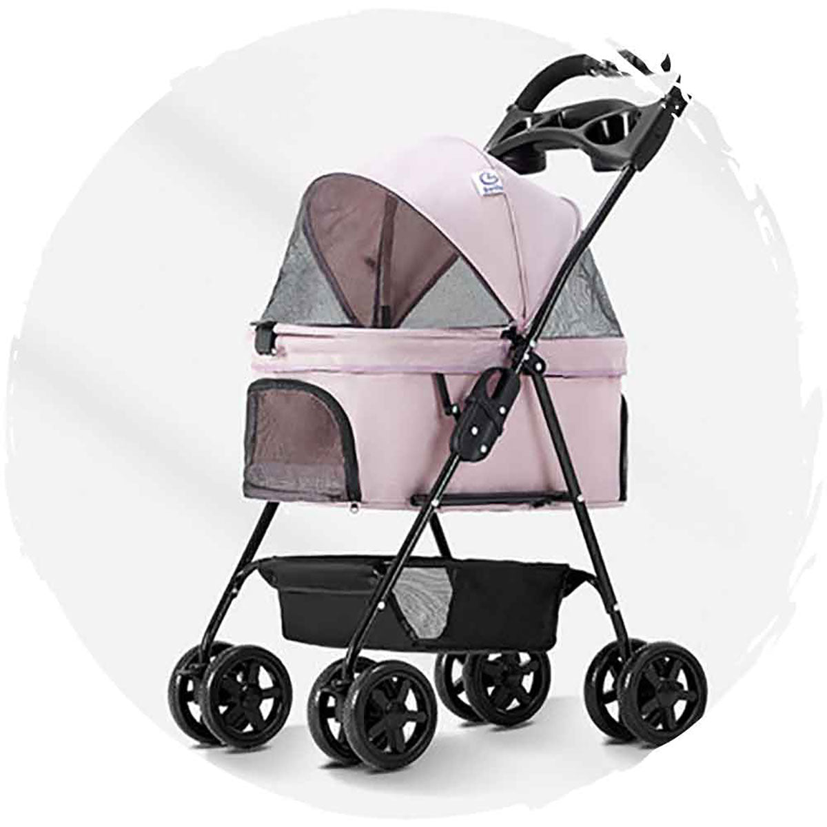 BELLO Stylish 4-Wheel Swivel Foldable Dog Stroller - Pet Carrier up to 12kg (26 lbs) for Small Dogs, Cats - Perfect for Shopping, Travel, Walks & Outdoor Adventures
