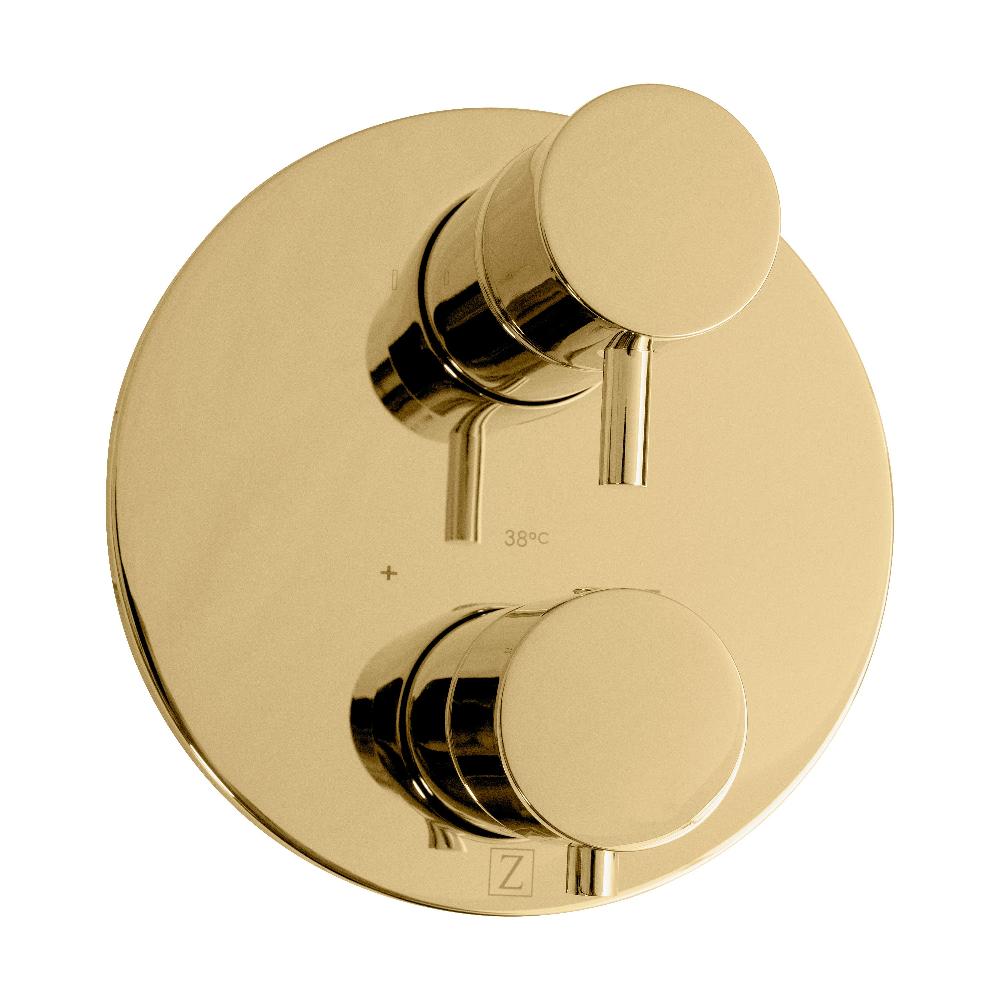 ZLINE Emerald Bay Thermostatic Shower System with 6 Body Jets in Polished Gold - Luxury Rainfall Showerhead & Handheld Sprayer for Spa-Like Bathroom Experience (EMBY SHS T3 PG) - Perfect for Master Bathrooms & Home Renovations
