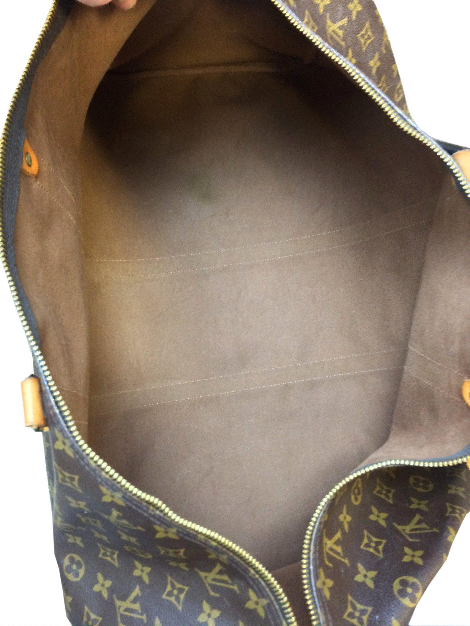 Authentic Louis Vuitton Vintage Monogram Keepall 55 Duffle Bag - Brown Canvas Travel Luggage with Adjustable Shoulder Strap - Perfect for Weekend Getaways & Business Trips