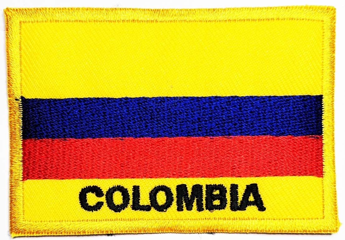 Colombia Flag Embroidered Iron On Patch Set of 3 - National Country Flag Patches for Clothing, Jeans, T-Shirts & Backpacks - Perfect for DIY Crafts, Costumes & Patriotic Decorations