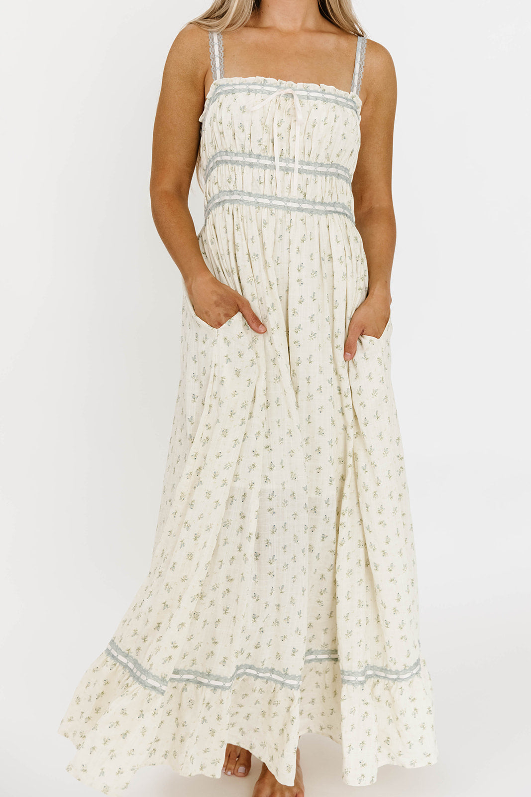 Elegant French Blue Floral Lace Maxi Dress for Women | Summer Beach Wedding Party Dress | Perfect for Bridesmaid, Vacation & Special Occasions