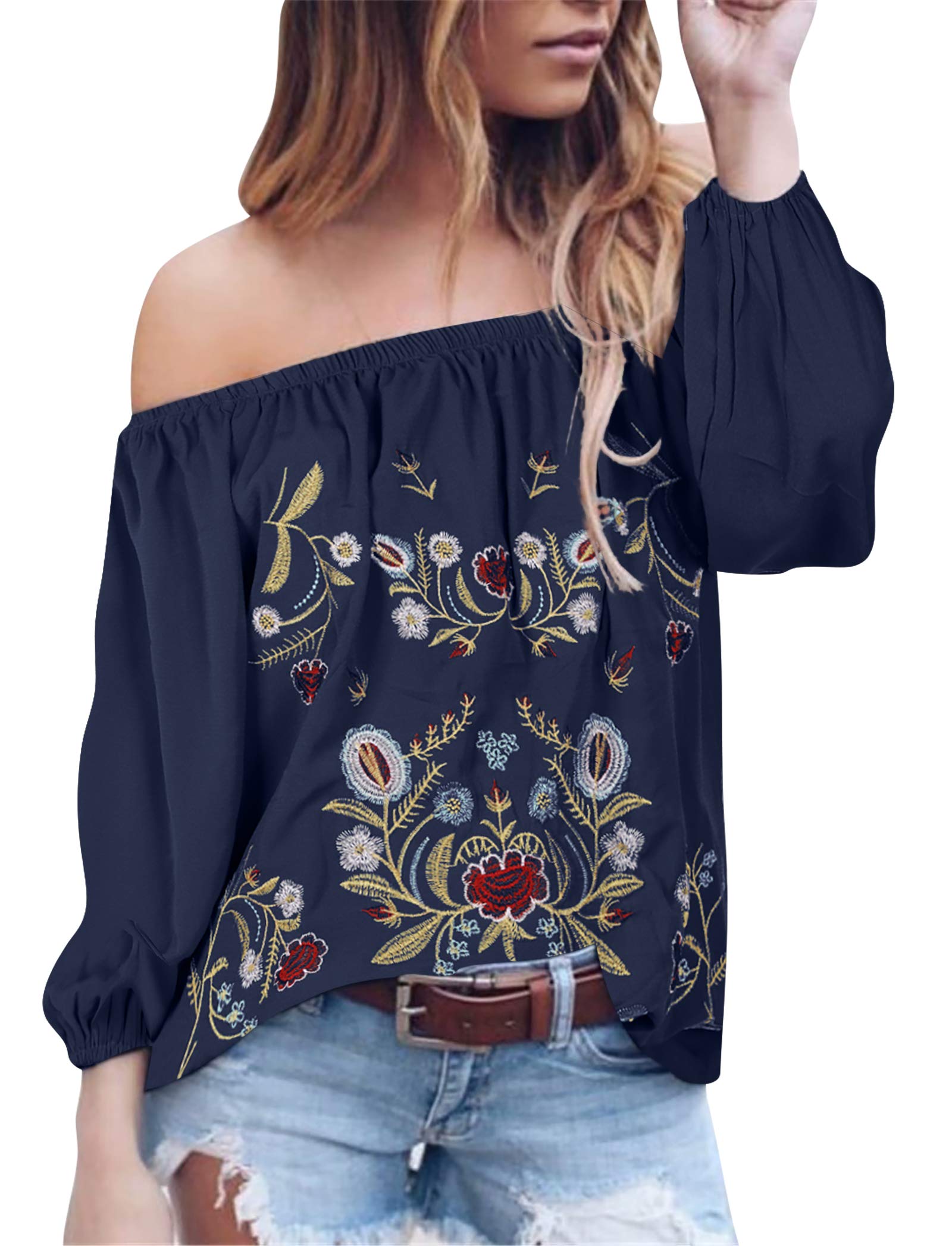 Mexican Embroidered Shirt for Women - Boho Floral Western Top for Festivals & Vacations