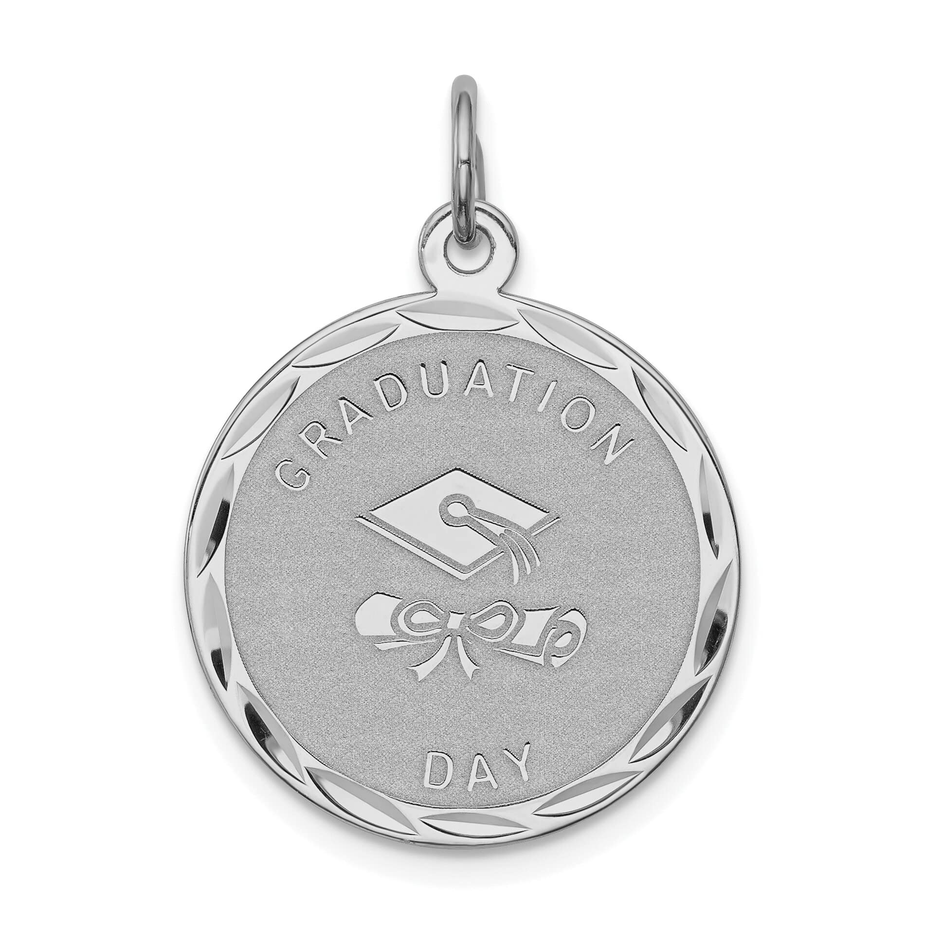 FindingKing Sterling Silver Graduation Day Disc Charm & 18