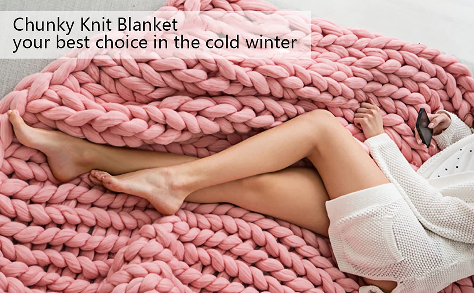 Chunky Knit Blanket - Ultra Soft & Warm Handmade Throw for Couch, Bed, Sofa - Cozy Yarn Blanket Perfect for Home Decor, Gifts & Winter Snuggling