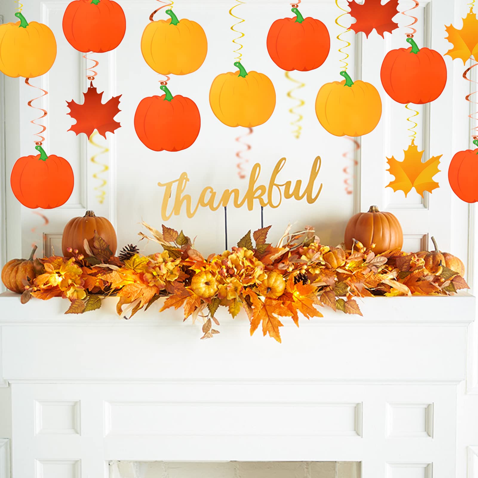Thanksgiving Swirl Hanging Decorations - Fall & Autumn Home, Office, Birthday, Classroom Party Decor - Perfect for Thanksgiving, Harvest Festivals & Seasonal Celebrations